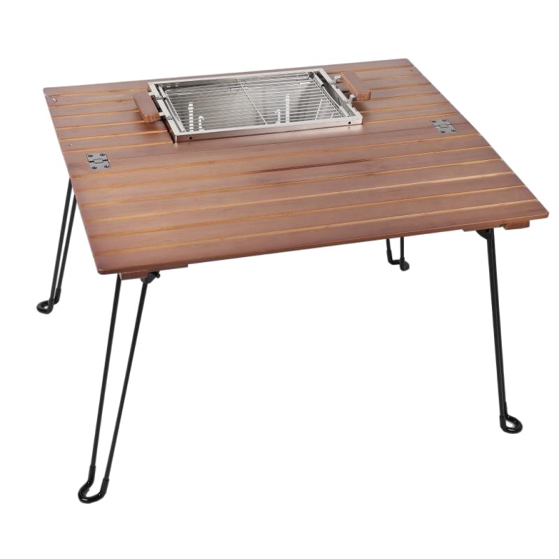 طاولة قابلة للطي بسطح من الخيزران مع موقد شواء BT660