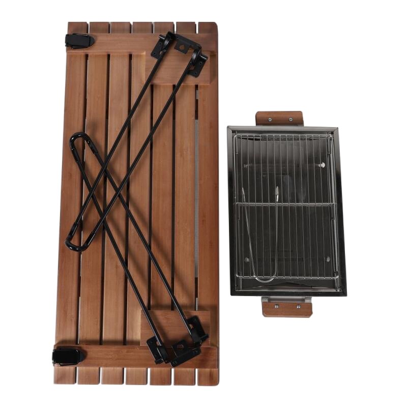 طاولة قابلة للطي بسطح من الخيزران مع موقد شواء BT660